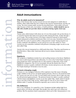 Adult Immunizations - Beth Israel Deaconess Medical Center