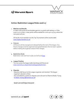 Active: Badminton League Rules 2016-17