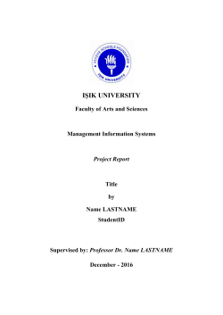 IŞIK UNIVERSITY Faculty of Arts and Sciences Management