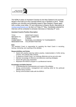 The NZWLA seeks x2 Assistant Coaches for the New