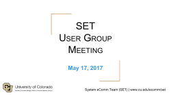 SET USER GROUP MEETING