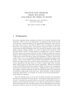 FINANCE AND GROWTH - University of Leicester