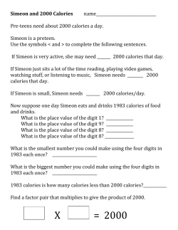 Simeon and 2000 Calories