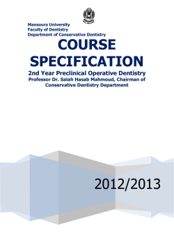 course specification - faculty of Dentistry-Mansoura University