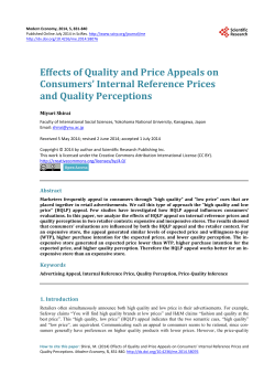 Effects of Quality and Price Appeals on Consumers` Internal