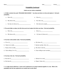 Probability Continued