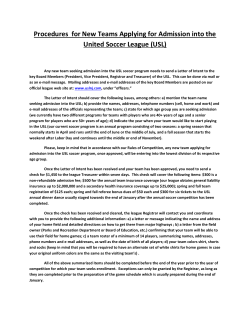 Procedures for New Teams Applying for Admission into the United