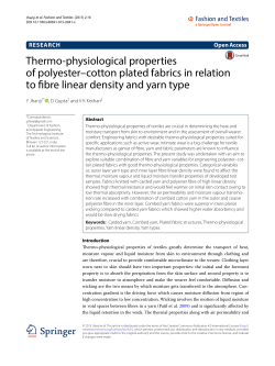 Thermo-physiological properties of polyester&ndash;cotton plated fabrics in