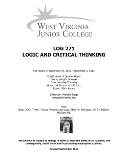 log 271 logic and critical thinking