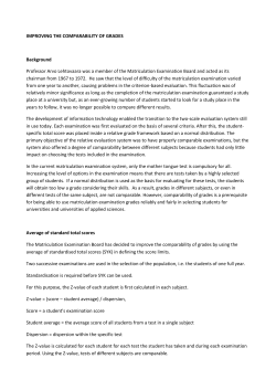 IMPROVING THE COMPARABILITY OF GRADES Background