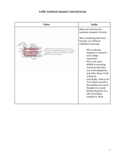 UofSC Academic Integrity Tutorial Script 1 Video Audio Hello and