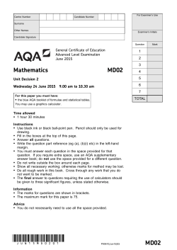 A level Mathematics Question paper Decision 2 June 2015