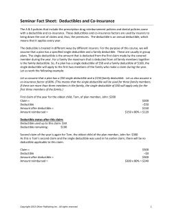 Seminar Fact Sheet: Deductibles and Co-Insurance
