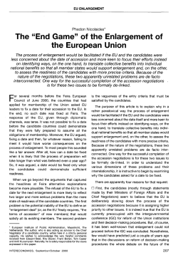 "End Game" of the Enlargement of the European