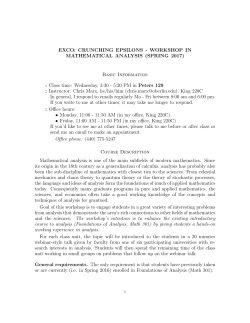 EXCO: CRUNCHING EPSILONS - WORKSHOP IN MATHEMATICAL
