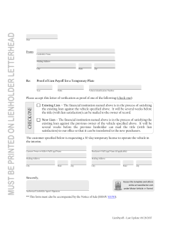 Proof of Lien Payoff for a Temporary Plate