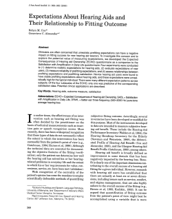 Expectations About Hearing Aids and Their Relationship to Fitting