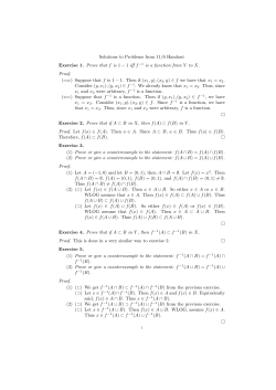 Solutions to Problems from 11/6 Handout Exercise 1. Prove that f is