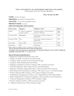 Si`s CV 2013 - University of Northern British Columbia