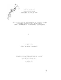 State of California The Resources Agency DEPARTMENT OF FISH