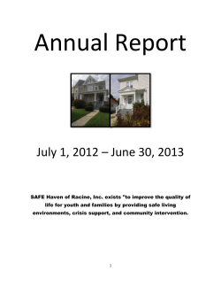 AnnualReport2014 - SAFE Haven of Racine, Inc.