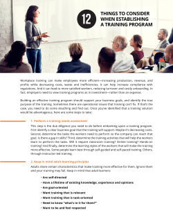 things to consider when establishing a training