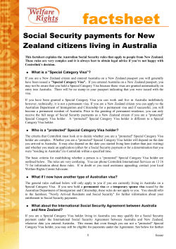 Social Security payments for New Zealand citizens living in Australia