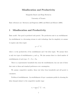 Misallocation and Productivity 1 Misallocation and