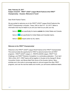 Date: February 23, 2017 Subject: Email #1: FIRST&reg; LEGO&reg; League