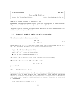 Lecture 12: October 4 12.1 Newton`s method under equality constrains