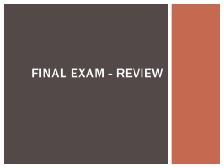 Final Exam - Review