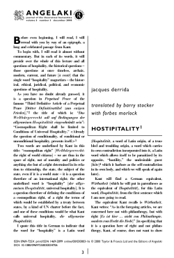 Derrida - Hostipitality
