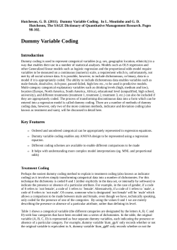 Dummy Variable Coding - Research