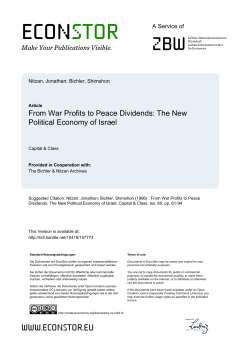 From War Profits to Peace Dividends: The New Political Economy of