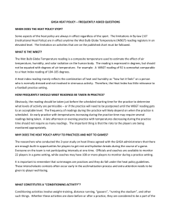 GHSA HEAT POLICY &ndash; FREQUENTLY ASKED QUESTIONS WHEN
