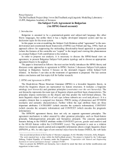 On Subject-Verb Agreement in Bulgarian (An HPSG