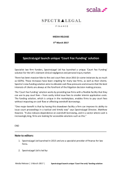 SpectraLegal launch unique `Court Fee Funding` solution