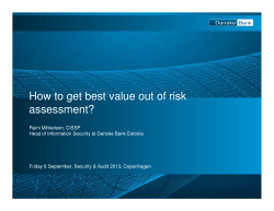 How to get best value out of risk assessment? - FSR