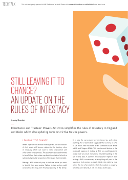 Still leaving it to chance? An update on the rules