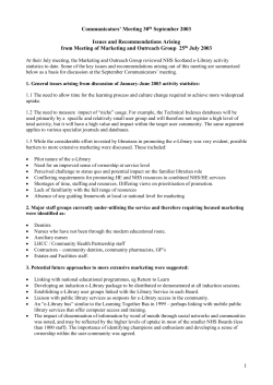 Discussion paper on promotion and training