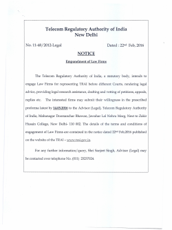 Telecom Regulatory Authority of India New Delhi