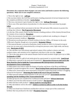 Chapter 7 Study Guide SC History Standards 8-5.5