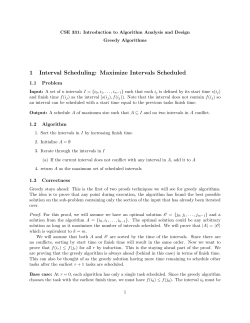 1 Interval Scheduling: Maximize Intervals Scheduled
