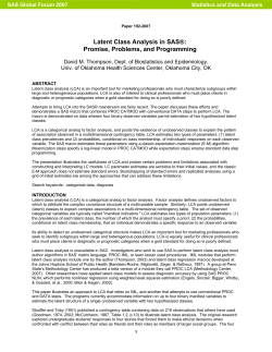 192-2007: Latent Class Analysis in SAS&reg;&mdash;Promise, Problems, and