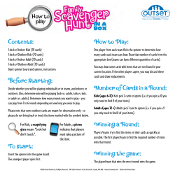 Contents: Before Starting: To start: How to Play: Number of Cards in