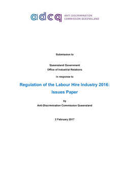 Regulation of the Labour Hire Industry 2016: Issues Paper