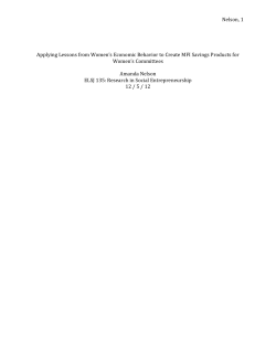 Applying Lessons from Women`s Economic Behavior to Create MFI