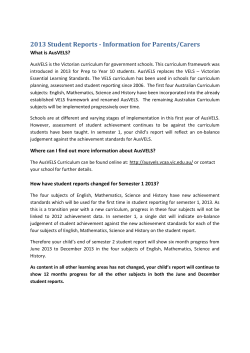 2013 Student Reports - Information for Parents/Carers