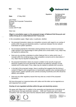 Proposed Merger of National Grid Group plc and Lattice