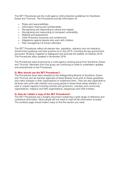 SET procedures - Alton Park Junior School